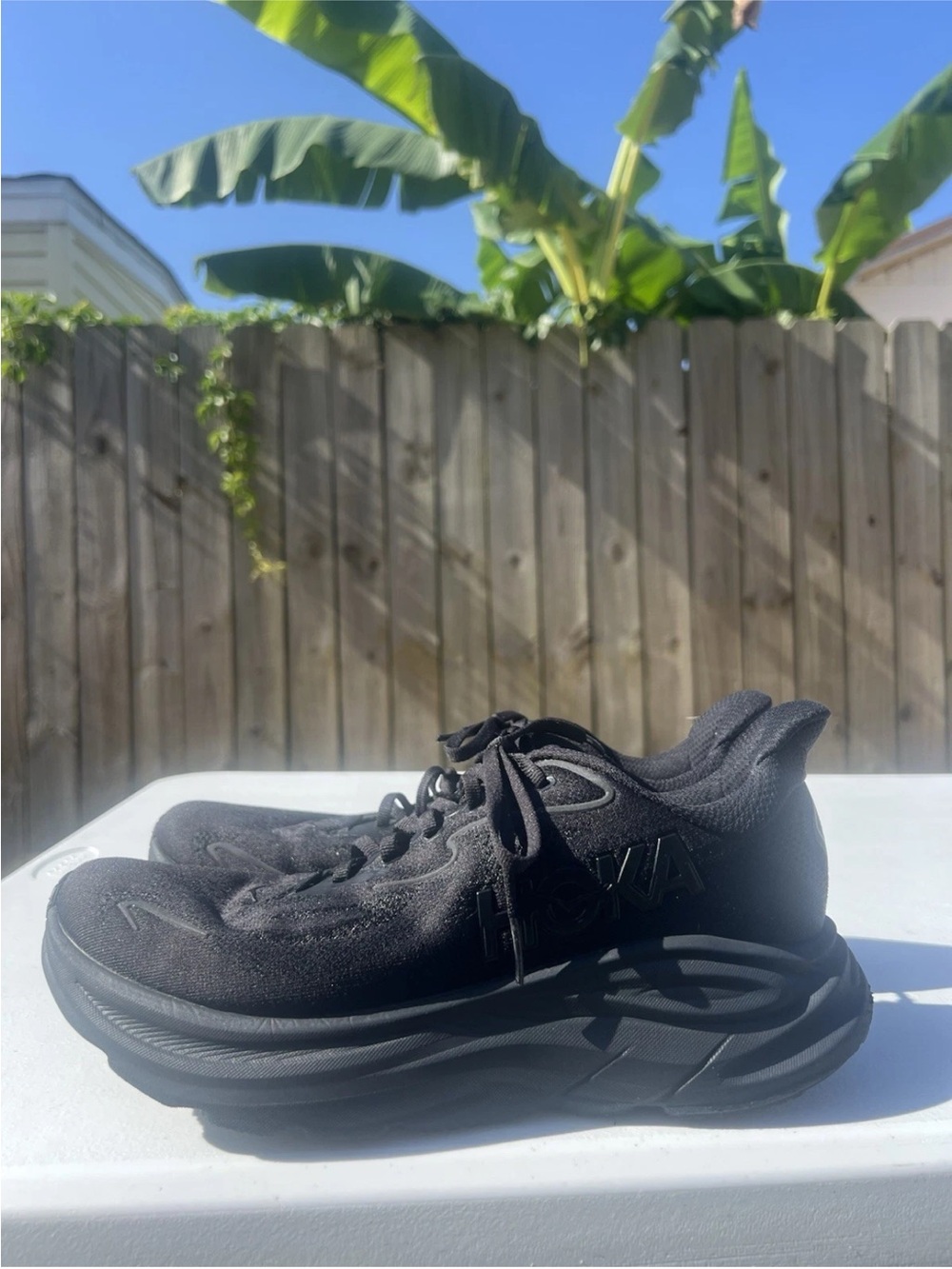 Women’s Hoka Clifton 10 Black Athletic Running Shoes - All-Black size 10.5